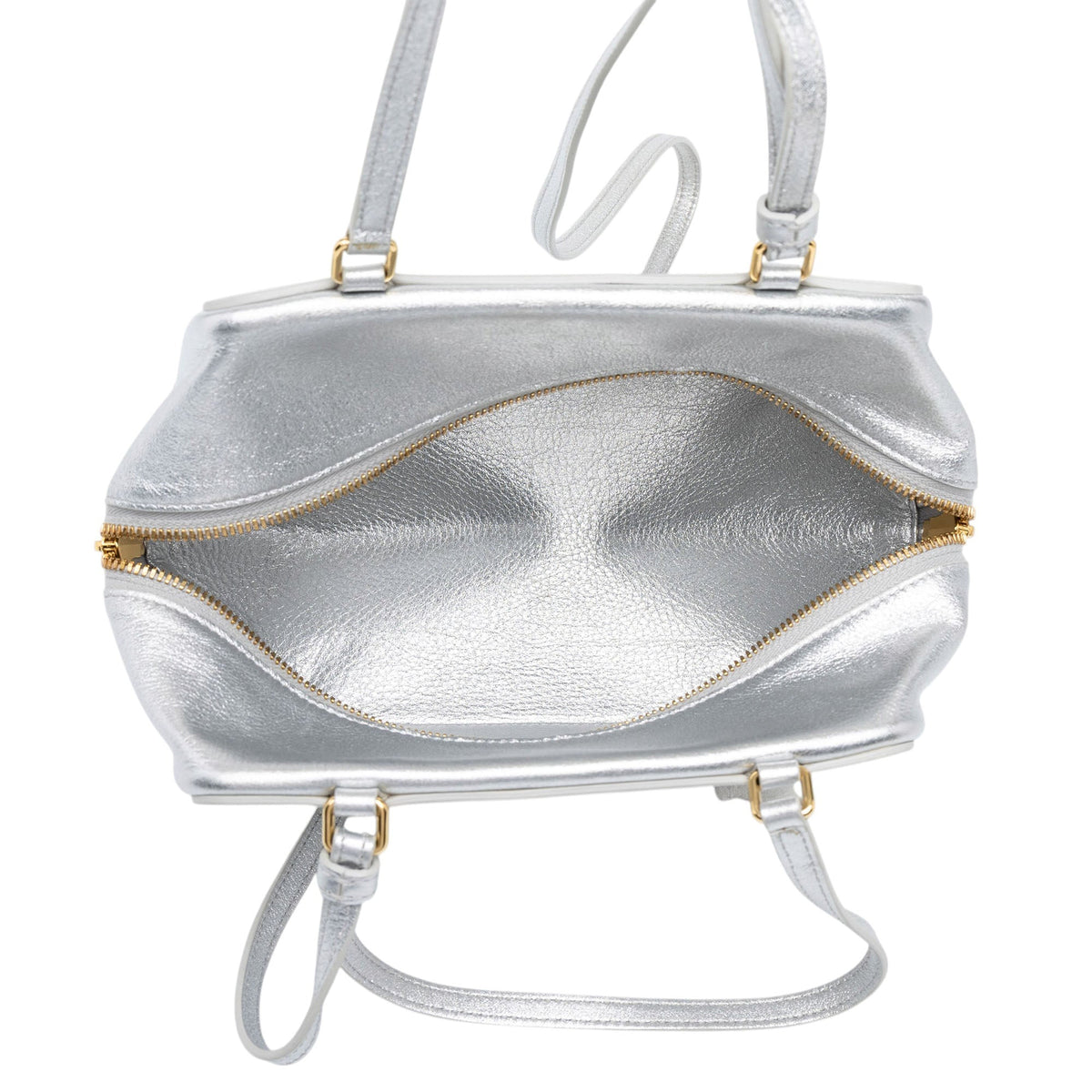 Celine Laminated Calfskin Cuir Triomphe Folded Cube Bag — Silver