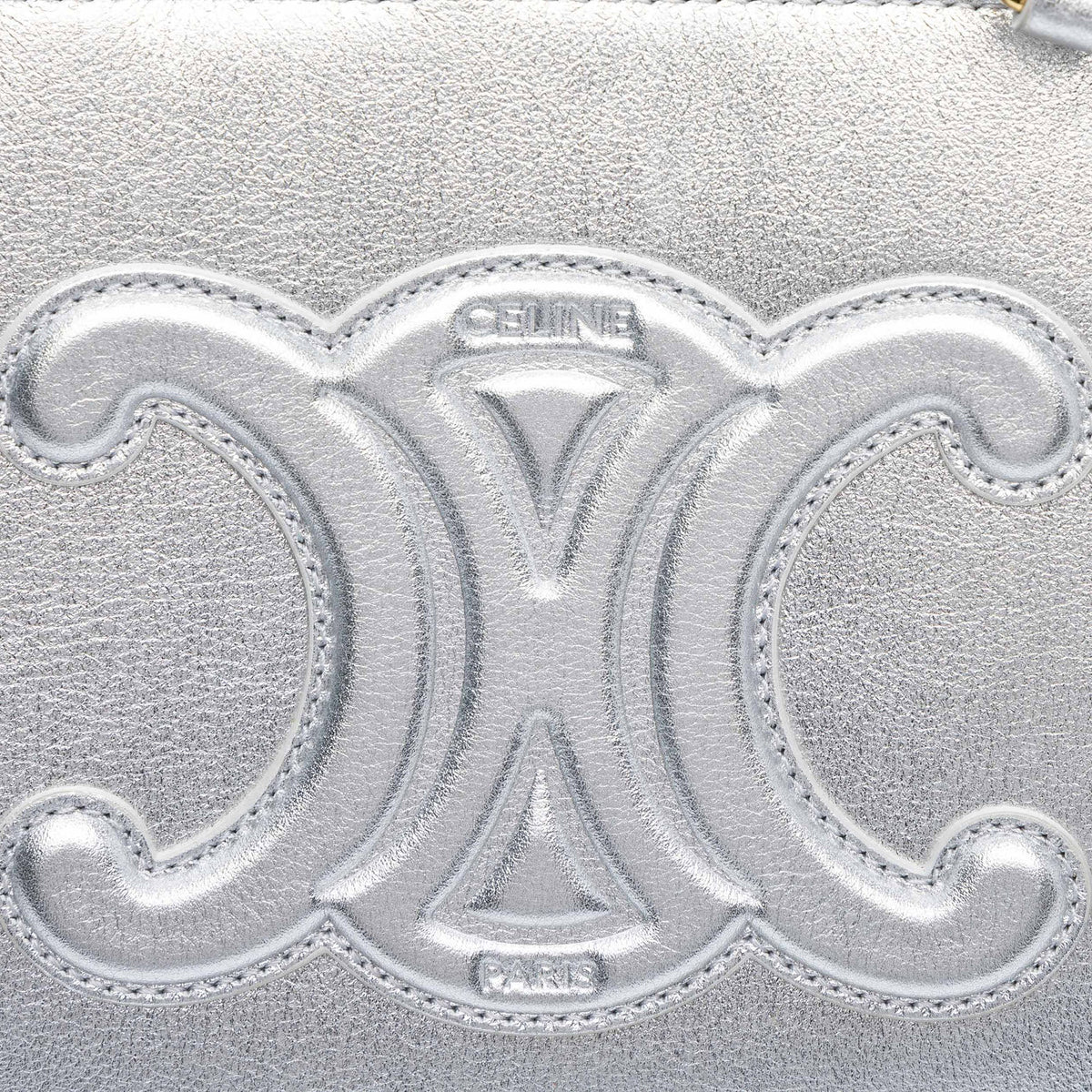 Celine Laminated Calfskin Cuir Triomphe Folded Cube Bag — Silver