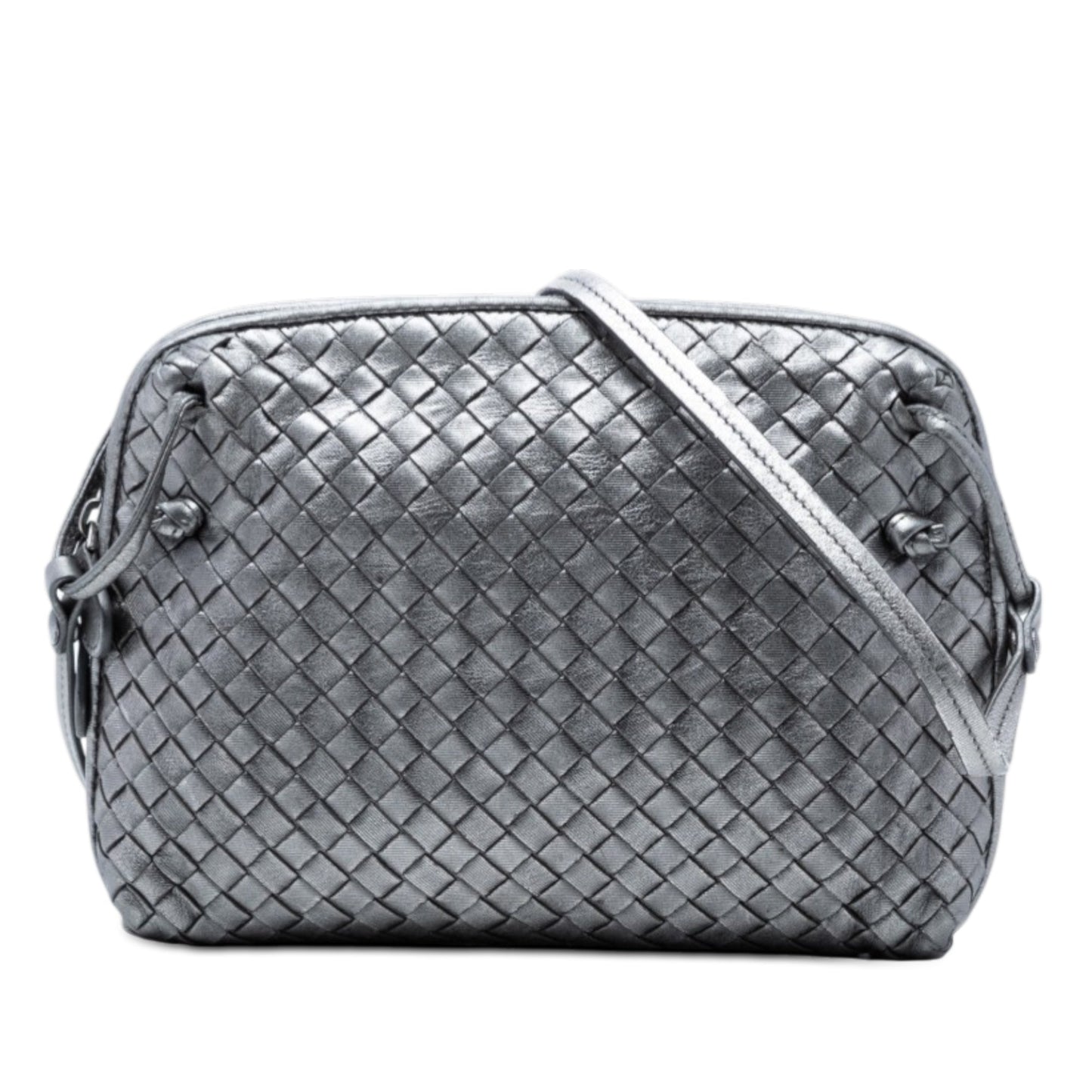 Bottega Veneta Metallic Nappa Intrecciato Nodini Crossbody