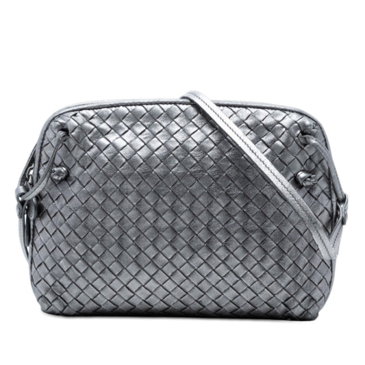 Bottega Veneta Metallic Nappa Intrecciato Nodini Crossbody