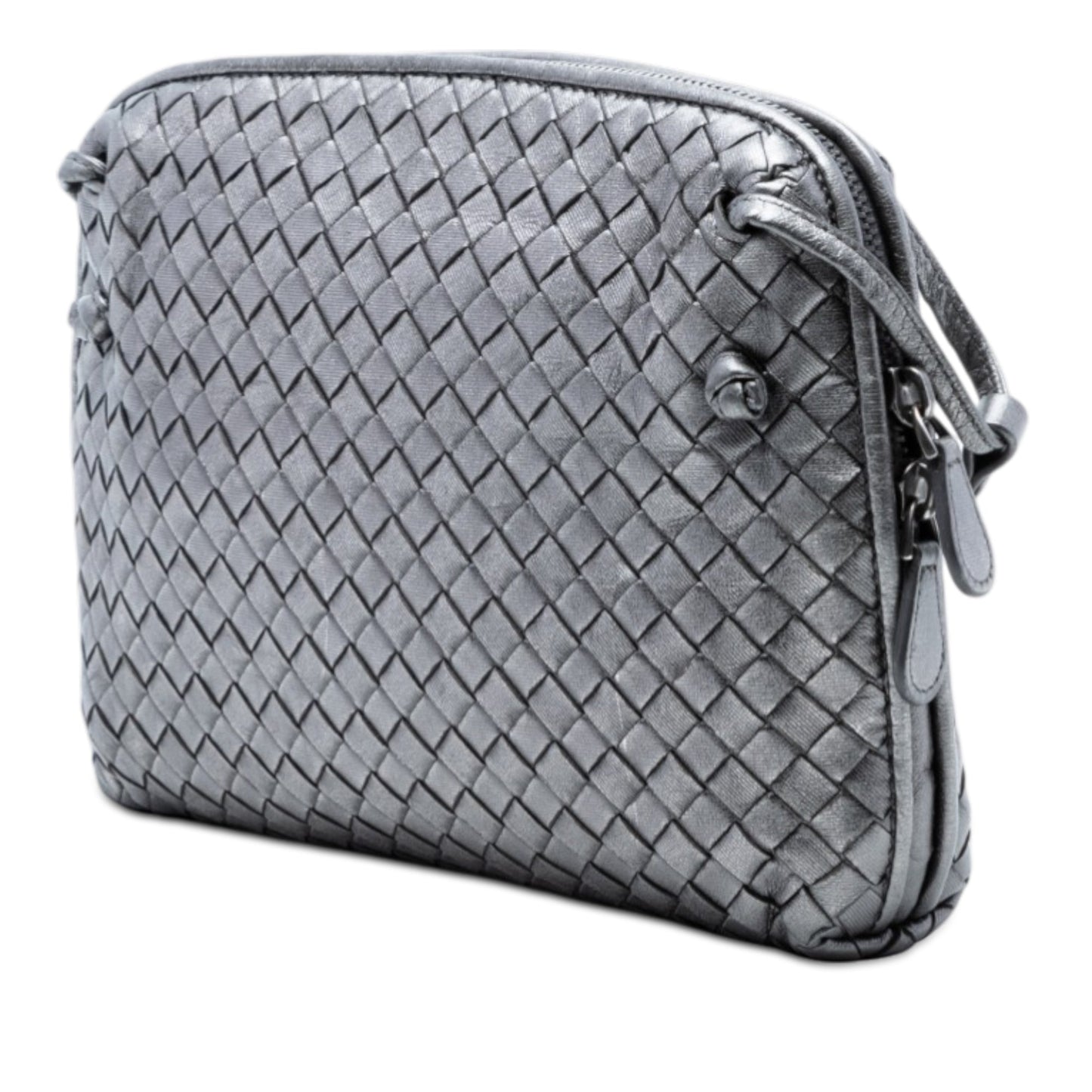 Bottega Veneta Metallic Nappa Intrecciato Nodini Crossbody
