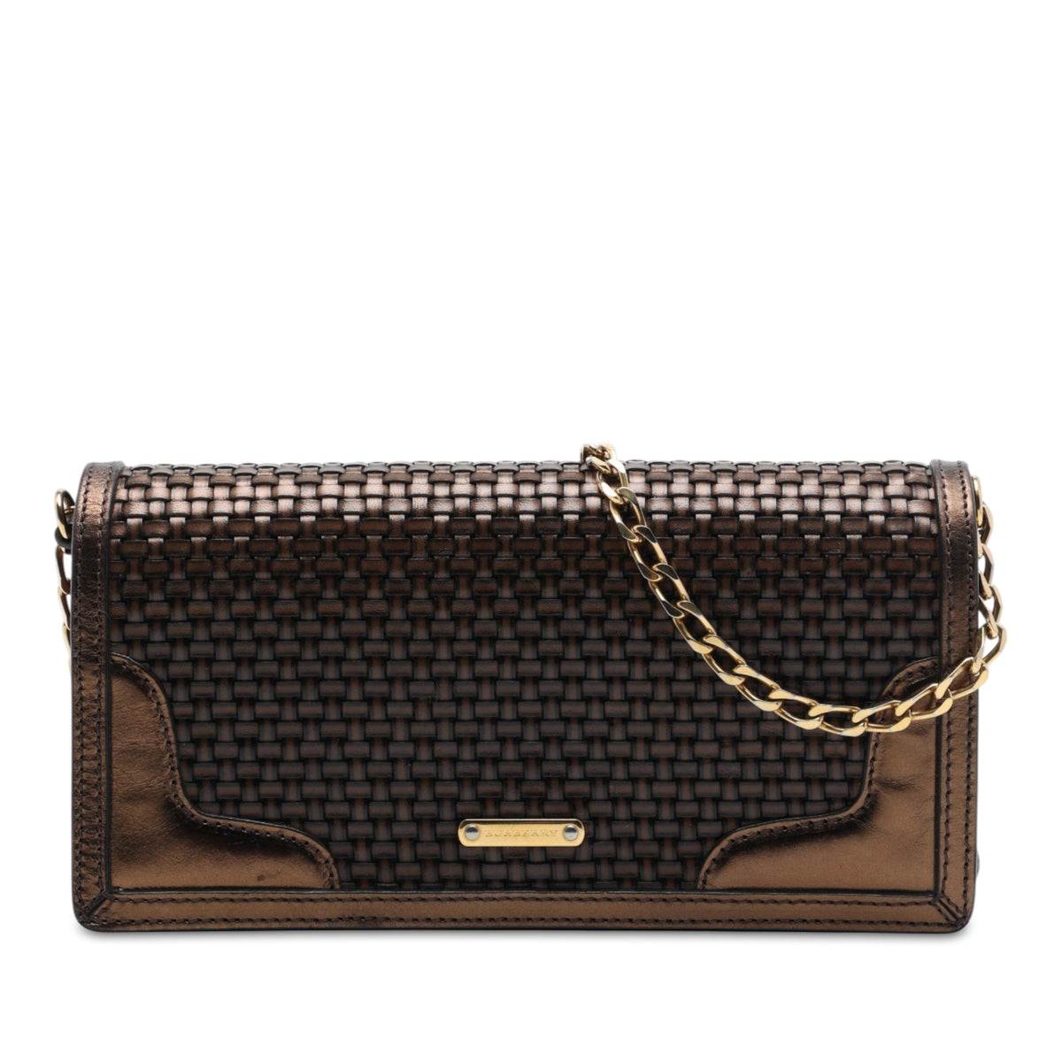 Burberry Metallic Woven Calfskin and Suede Flap