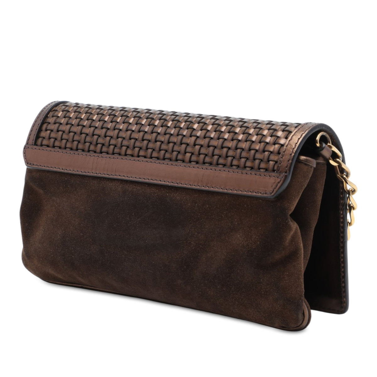 Burberry Metallic Woven Calfskin and Suede Flap
