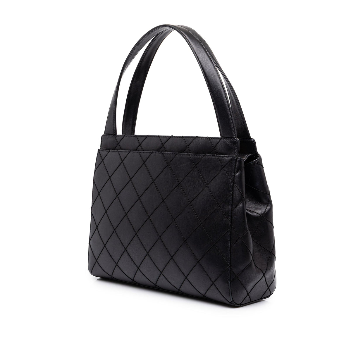 Chanel CC Stitched Lambskin Handbag — Black