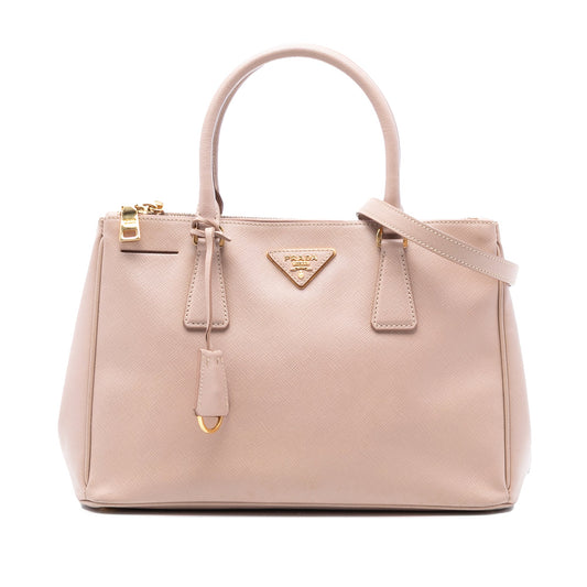Prada Medium Saffiano Lux Galleria Double Zip Satchel