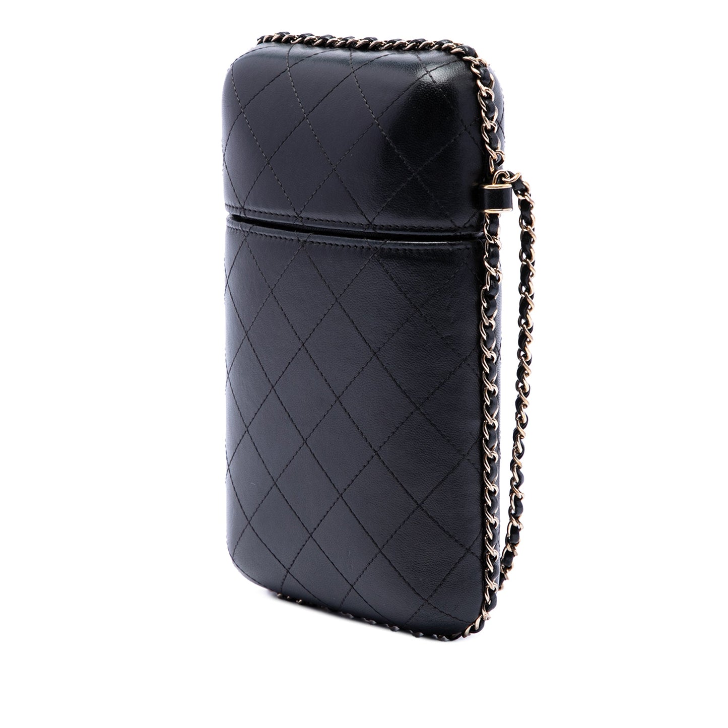 Chanel CC Quilted and Studded Lambskin Chain Around Phone Holder