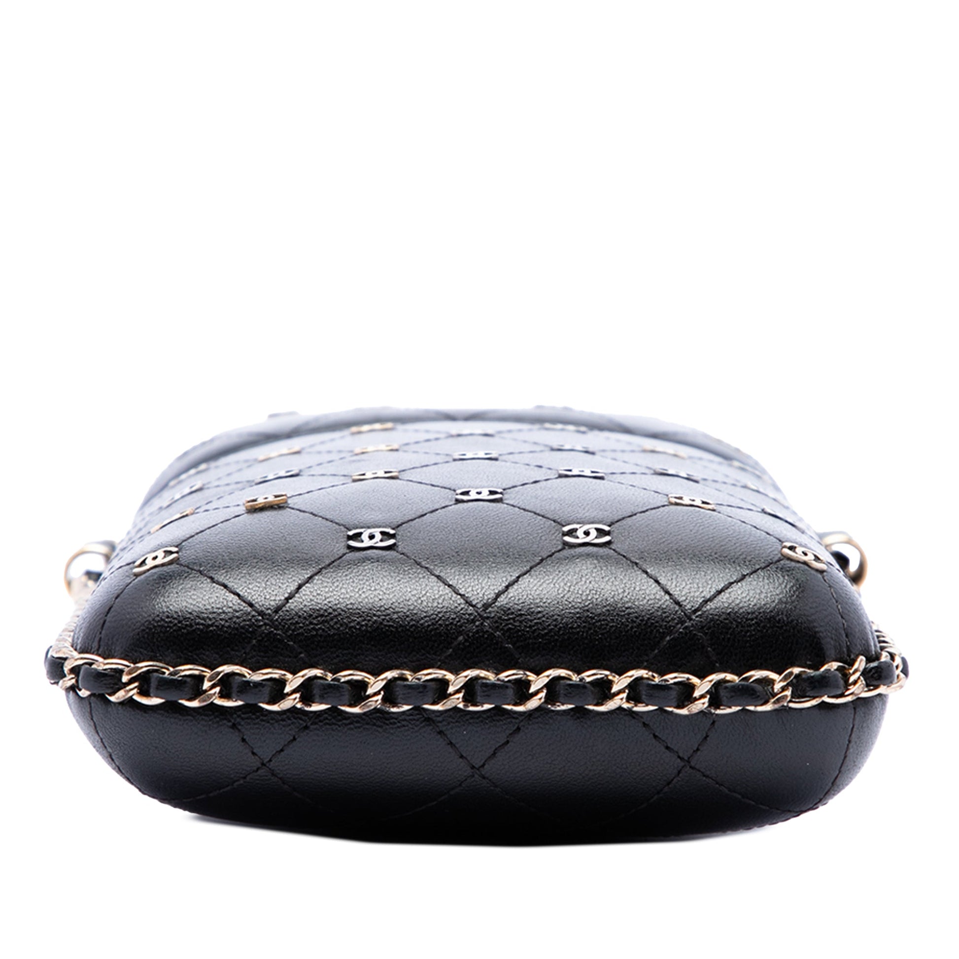 Chanel CC Quilted and Studded Lambskin Chain Around Phone Holder