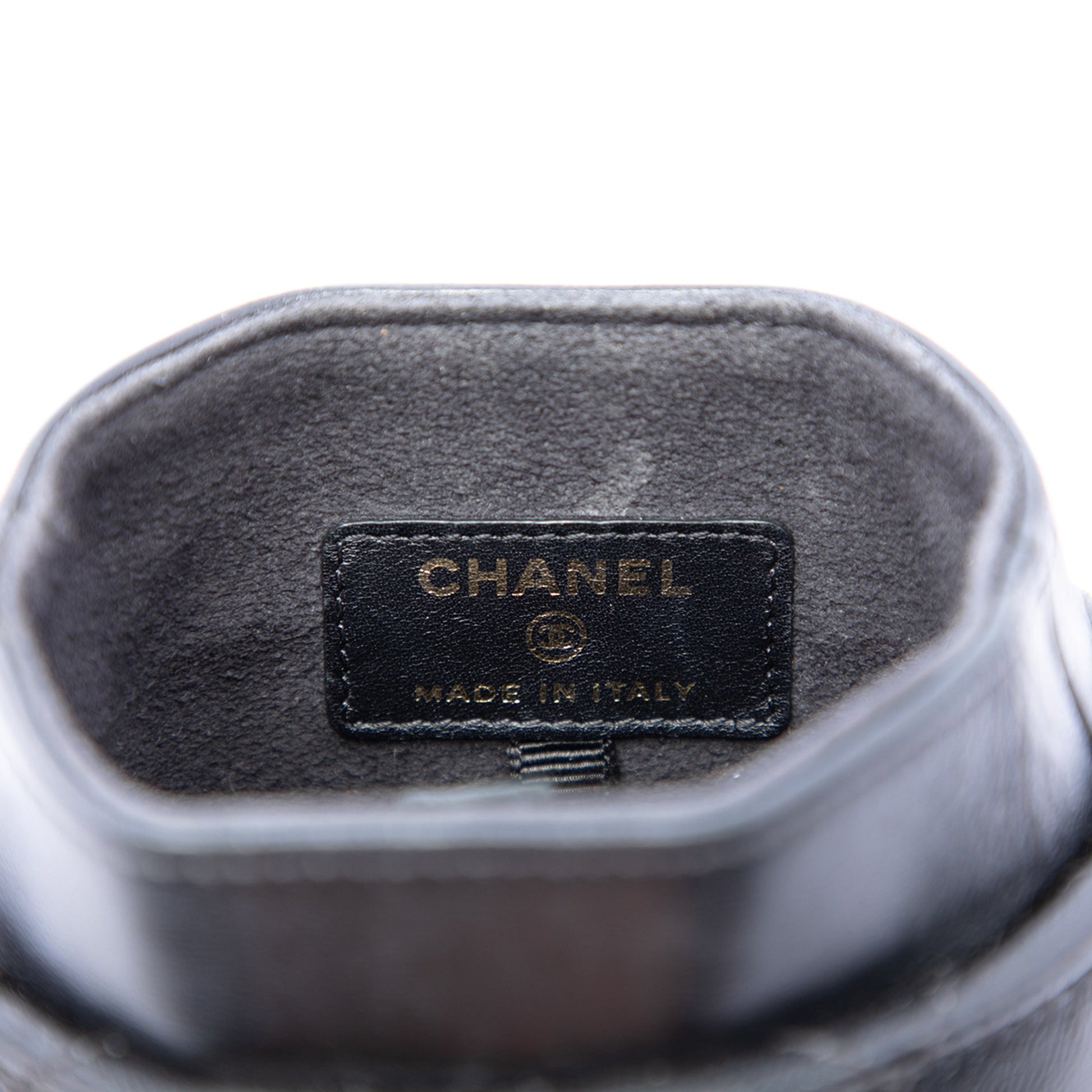 Chanel CC Quilted and Studded Lambskin Chain Around Phone Holder