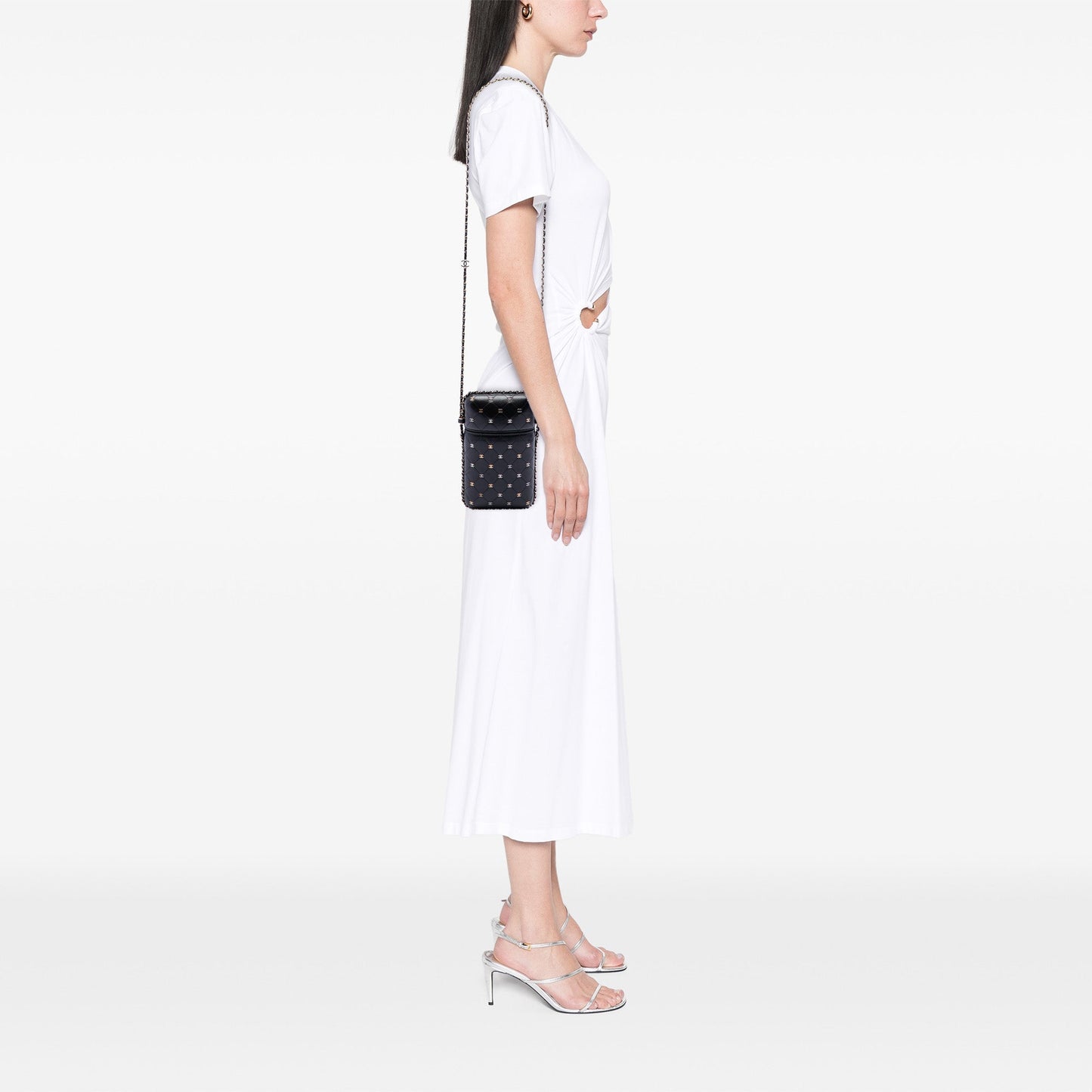 Chanel CC Quilted and Studded Lambskin Chain Around Phone Holder
