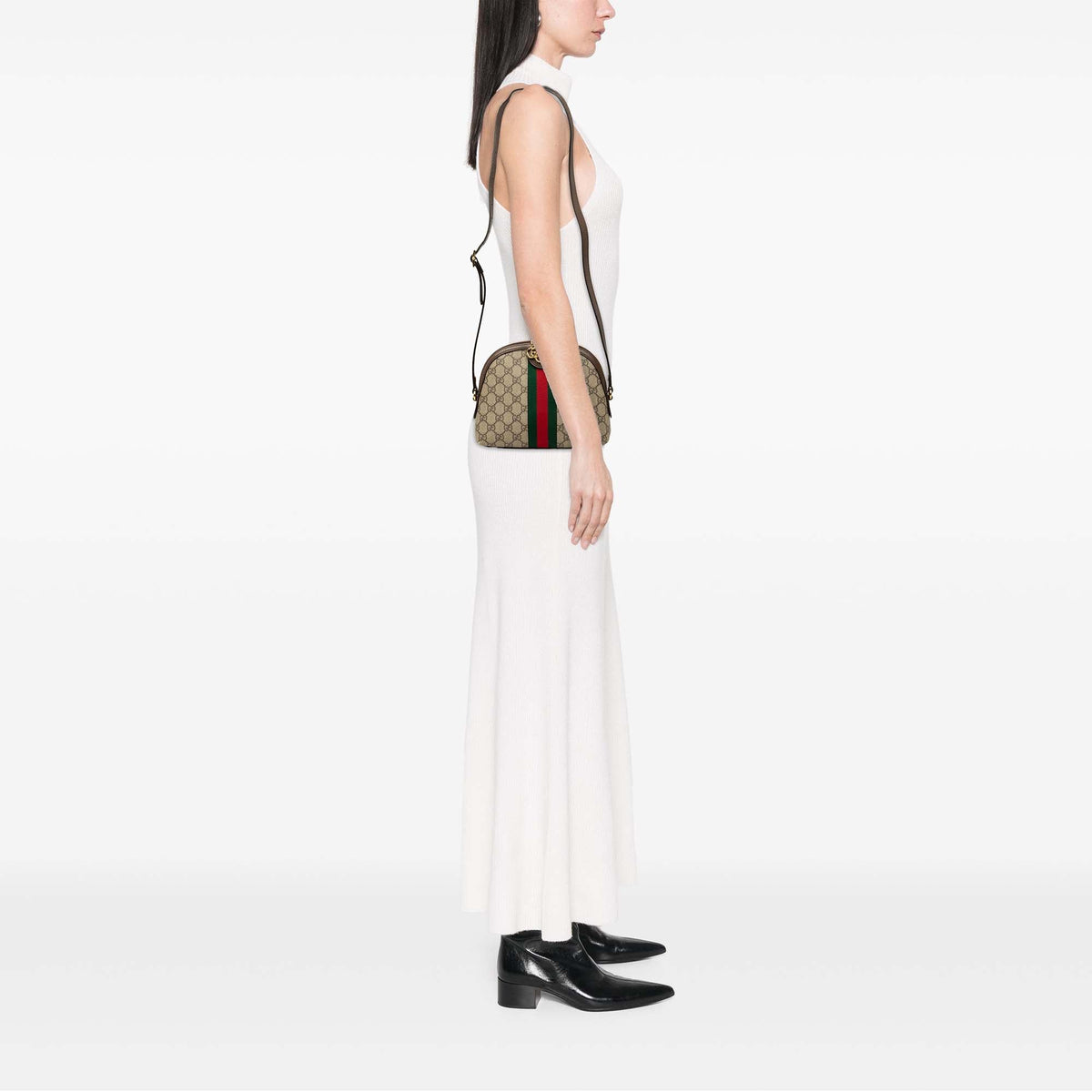 Gucci Small GG Supreme Web Ophidia Dome Crossbody