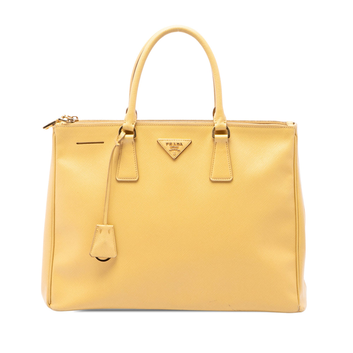 Prada Medium Saffiano Lux Galleria Double Zip Satchel — Yellow