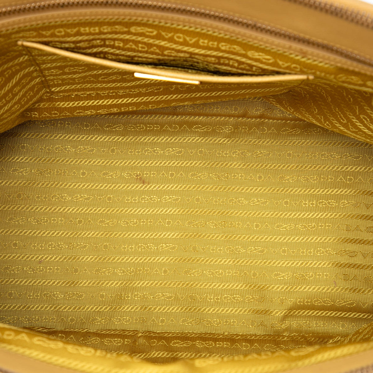 Prada Medium Saffiano Lux Galleria Double Zip Satchel — Yellow