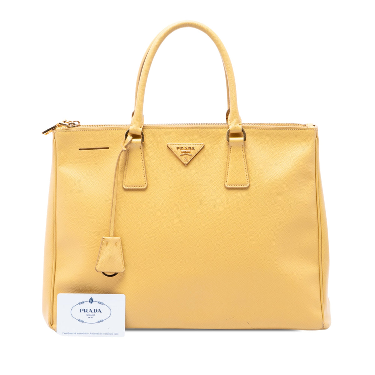 Prada Medium Saffiano Lux Galleria Double Zip Satchel — Yellow