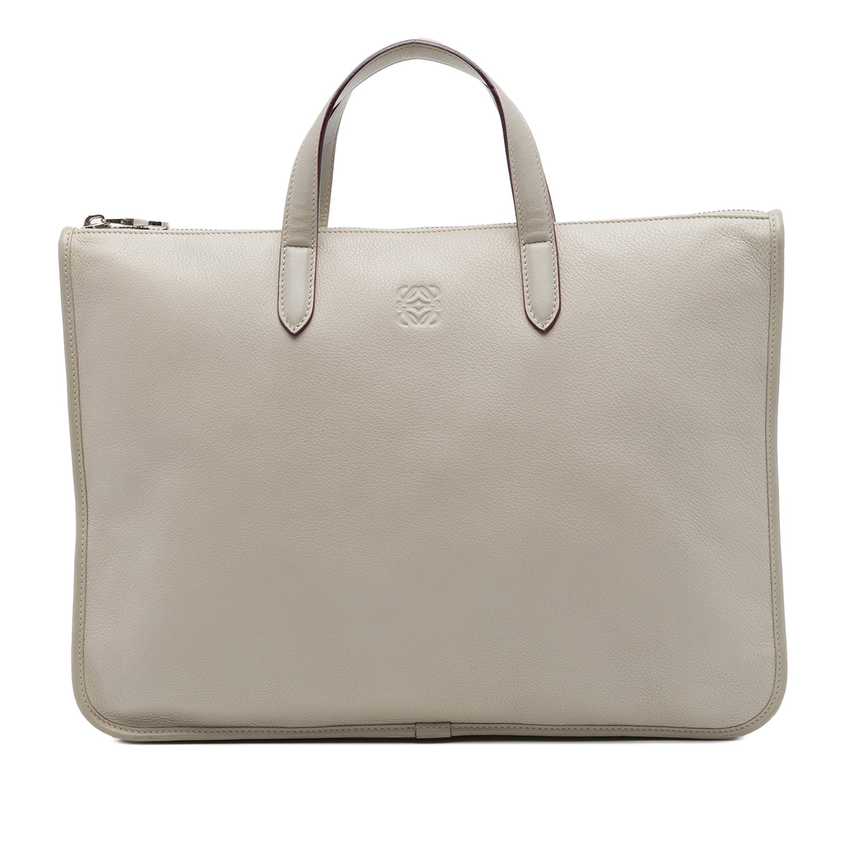 LOEWE Leather Anagram Toledo Briefcase — Gray
