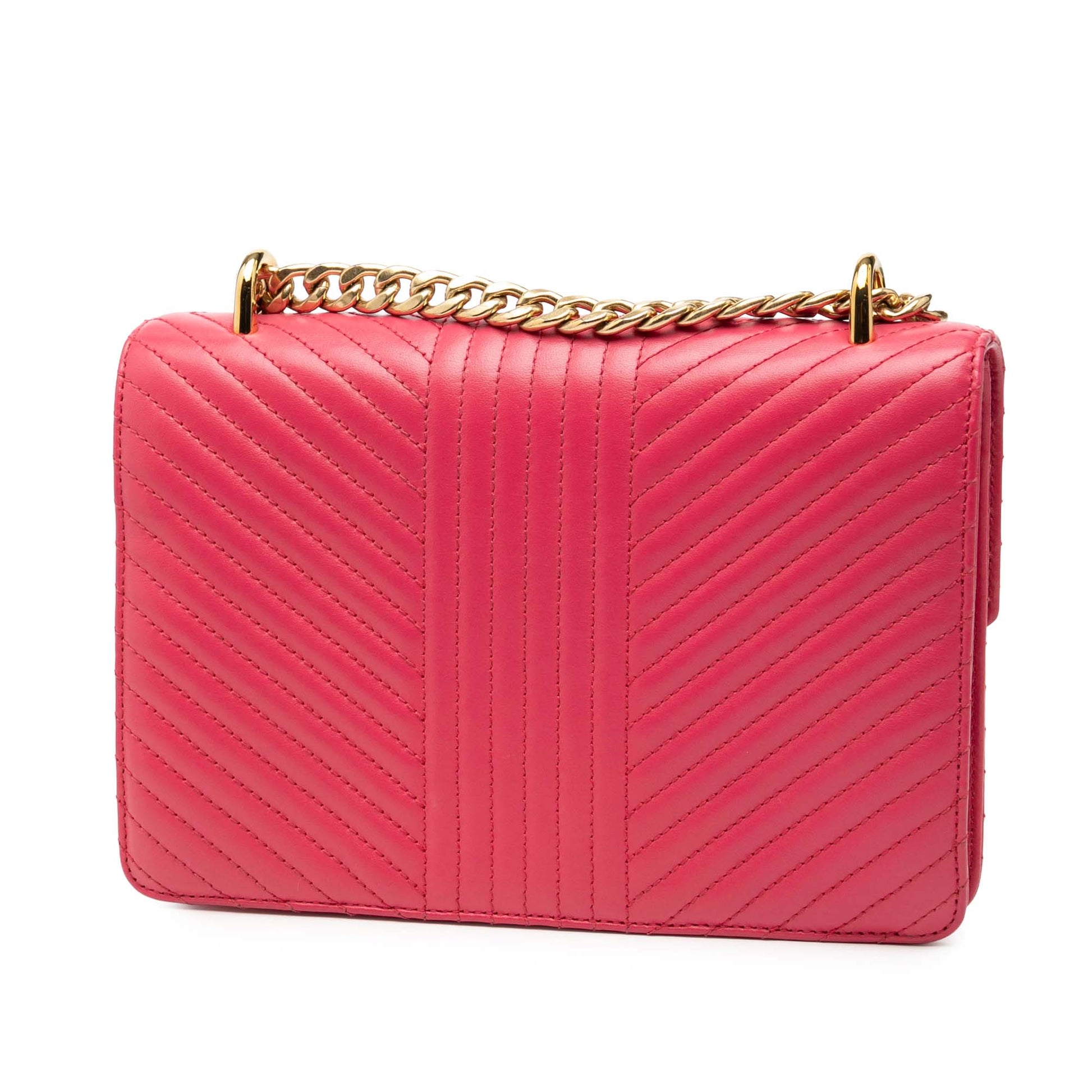 Prada Soft Calf Chevron Impunture Turn Lock Chain Crossbody