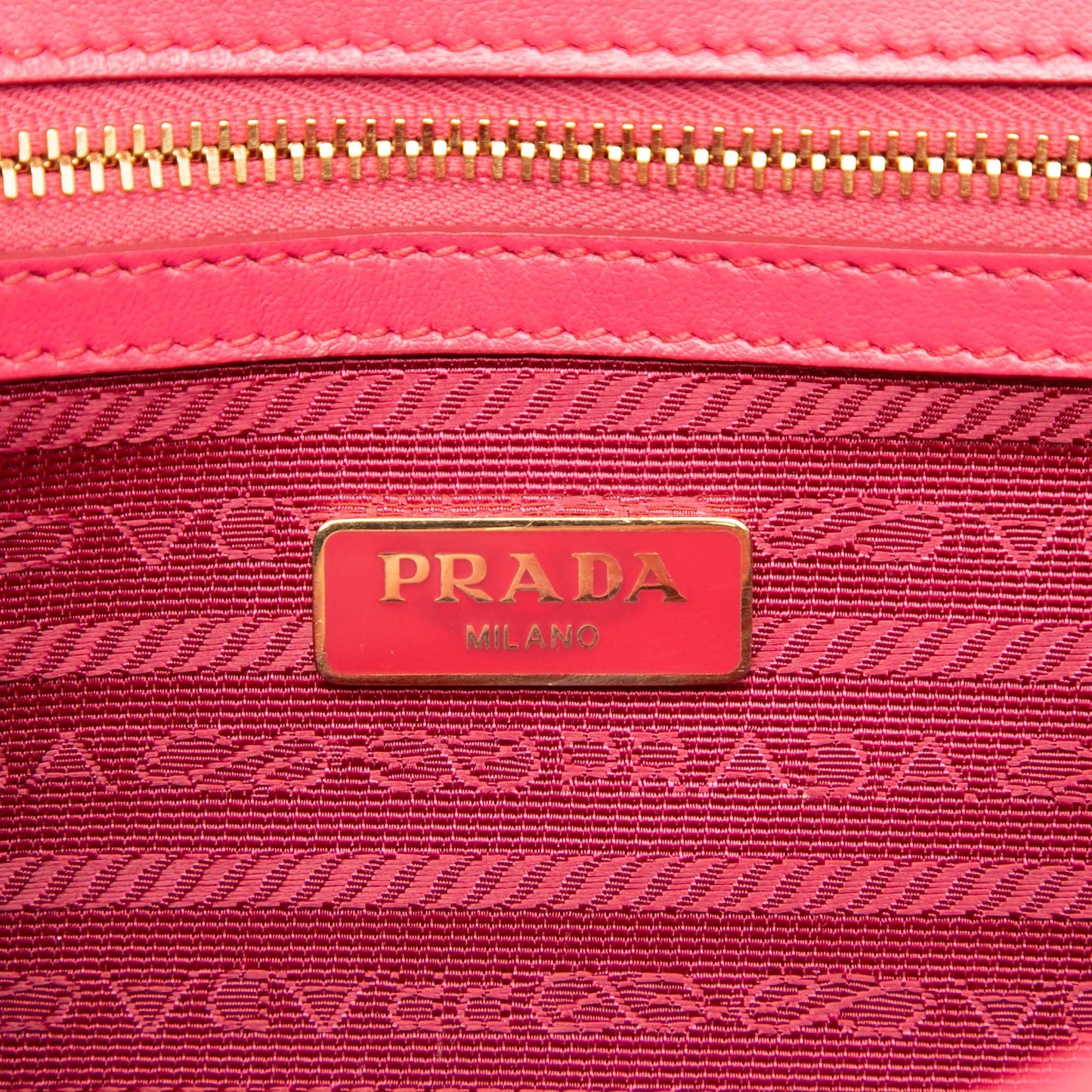 Prada Soft Calf Chevron Impunture Turn Lock Chain Crossbody