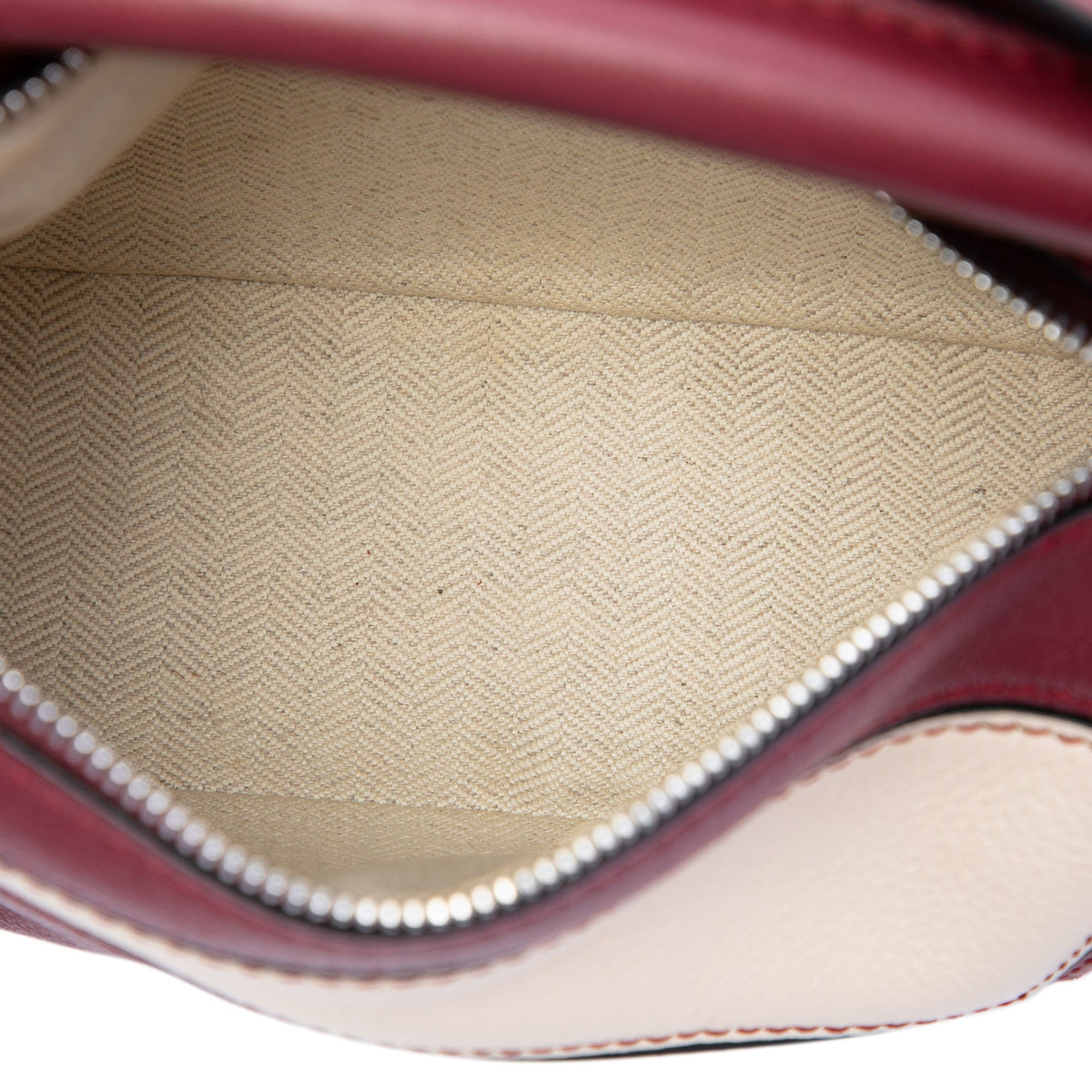 LOEWE Mini Bicolor Calfskin Puzzle Satchel — Red
