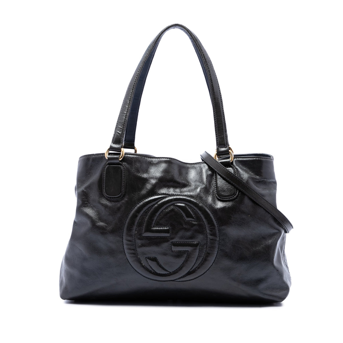 Gucci Medium Patent Soho Working Satchel — Black