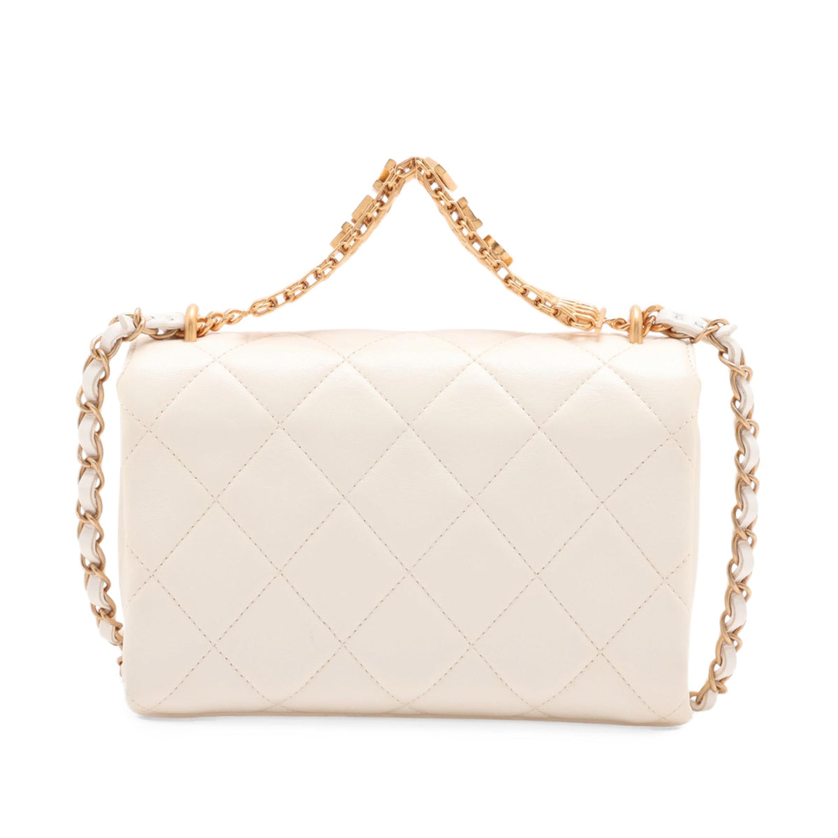 Chanel Quilted Lambskin CC Crystal Logo Chain Flap — White