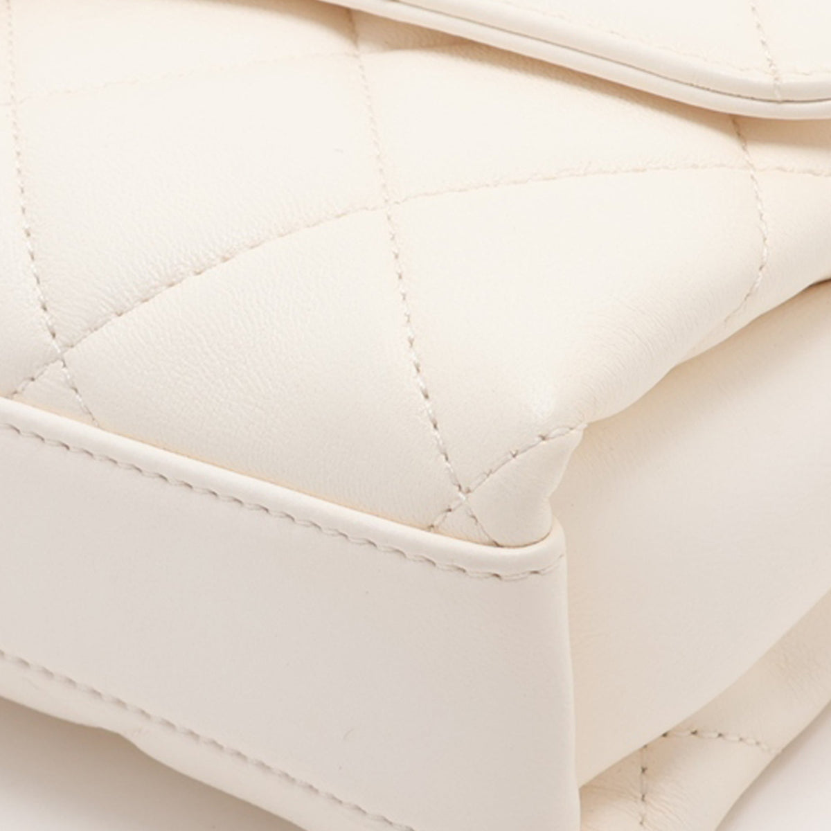 Chanel Quilted Lambskin CC Crystal Logo Chain Flap — White