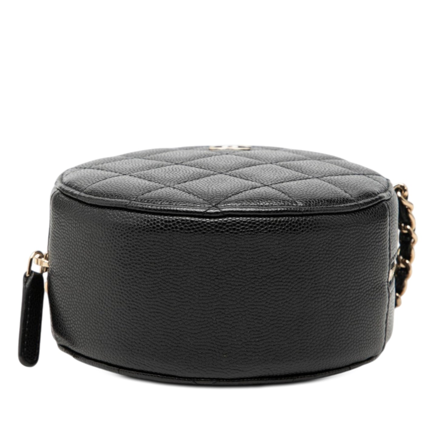 Chanel CC Quilted Caviar Round Clutch With Chain
