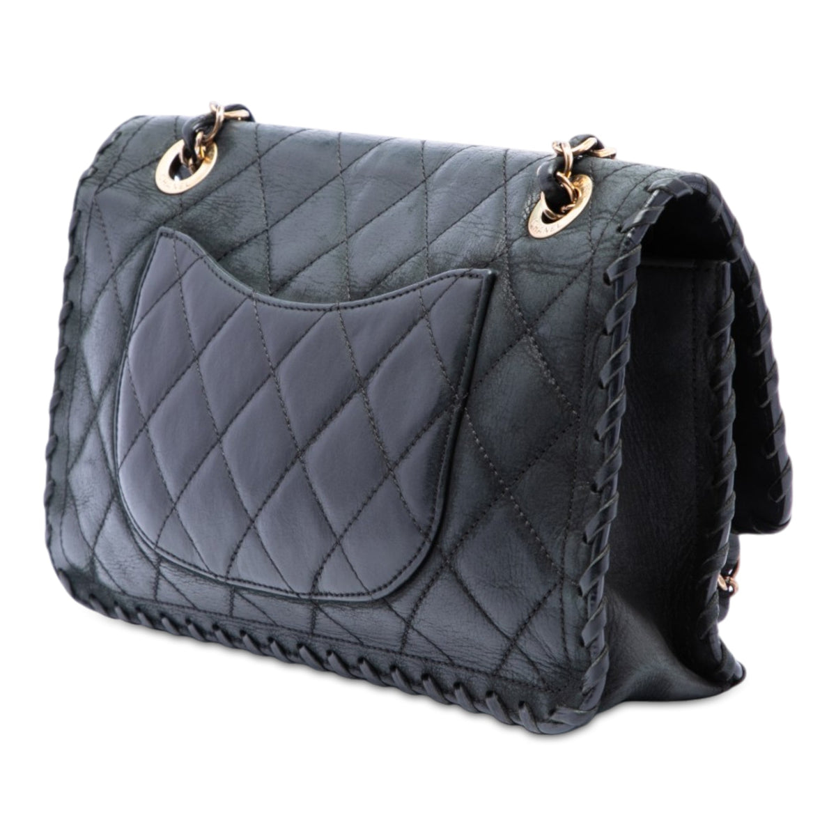 Chanel Medium Quilted Iridescent Calfskin Happy Stitch Flap — Black