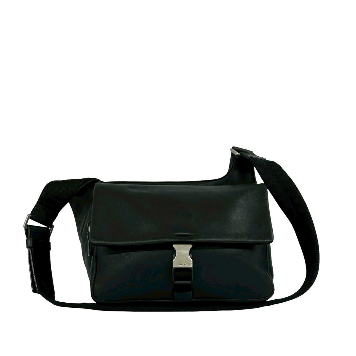 Prada Leather Buckle Messenger Bag