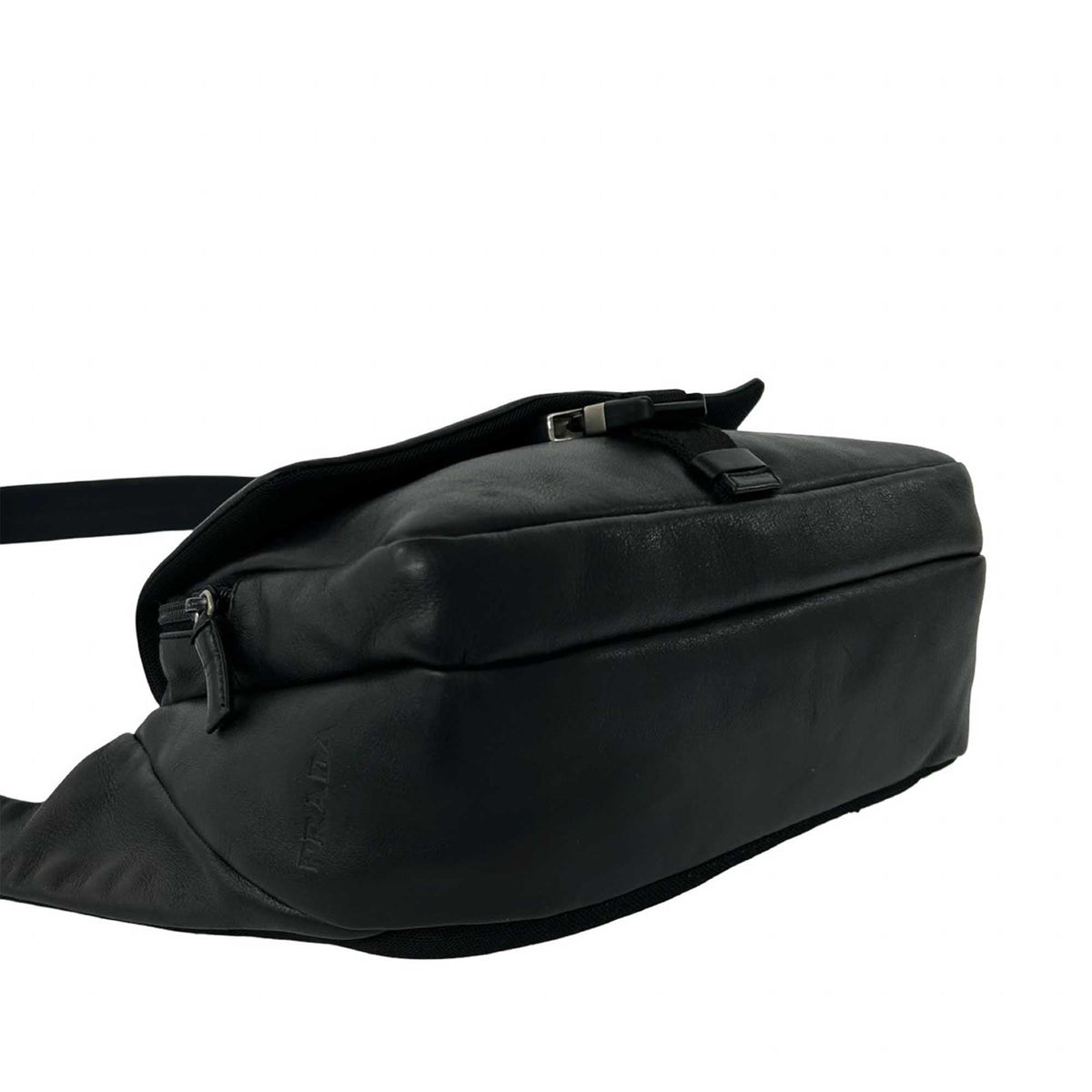 Prada Leather Buckle Messenger Bag