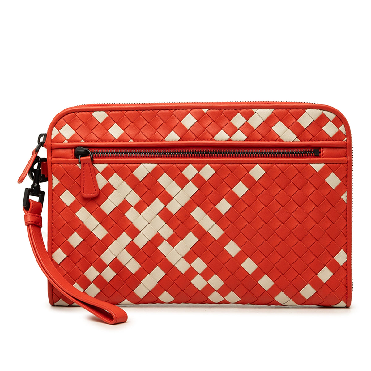 Bottega Veneta Bicolor Nappa Intrecciato Document Case — Orange