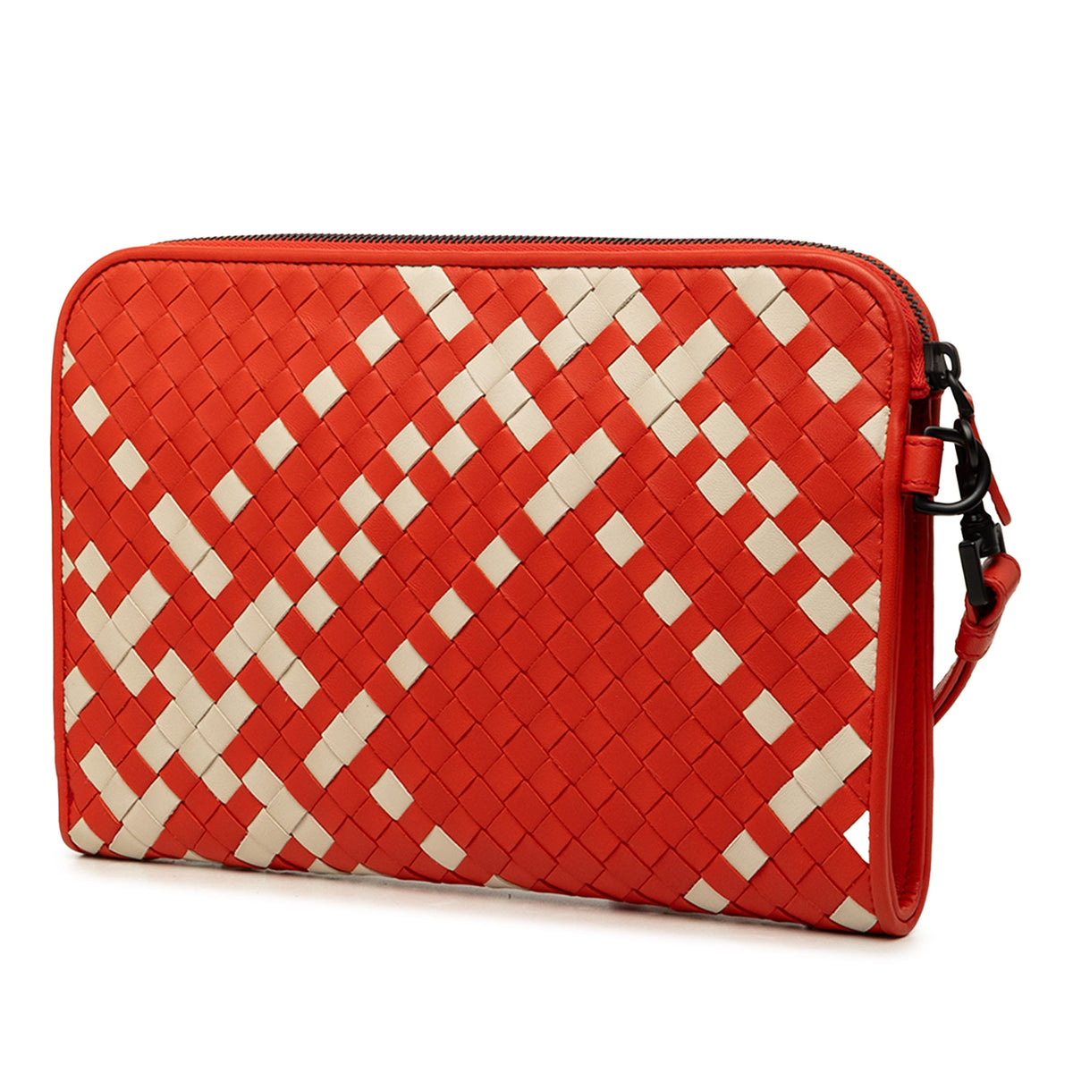 Bottega Veneta Bicolor Nappa Intrecciato Document Case — Orange