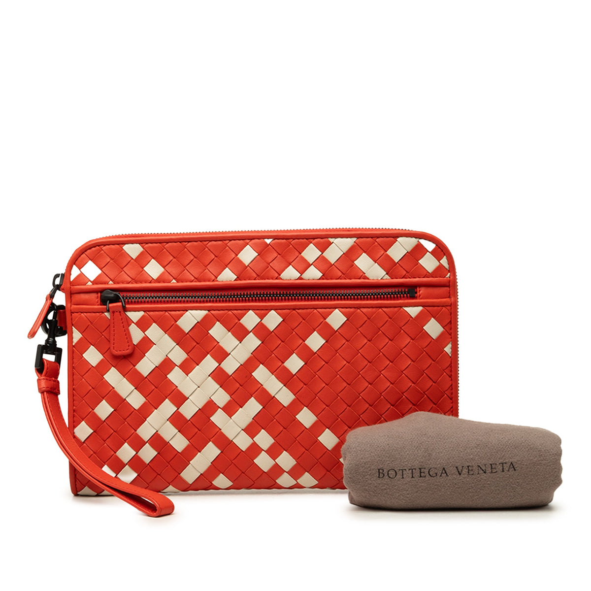 Bottega Veneta Bicolor Nappa Intrecciato Document Case — Orange