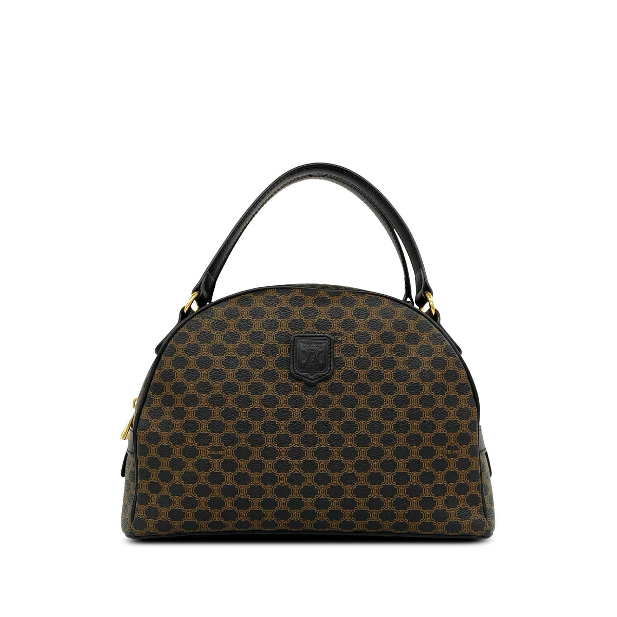 Celine Macadam Coated Canvas Dome Handbag — Brown