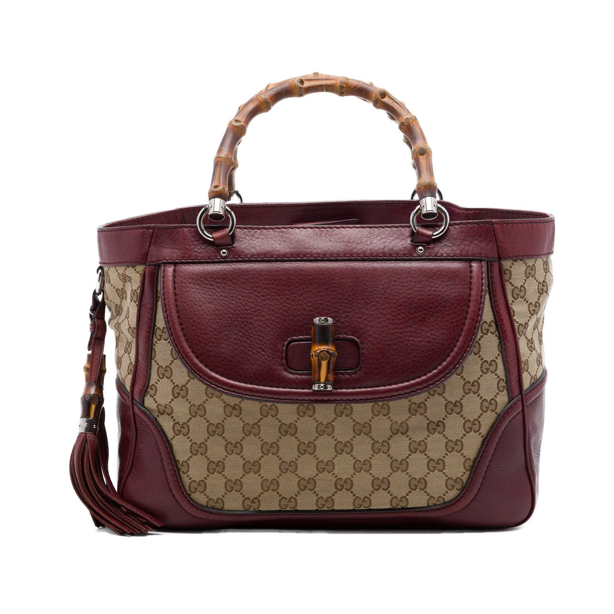 Gucci Medium GG Canvas New Bamboo Tassel Tote