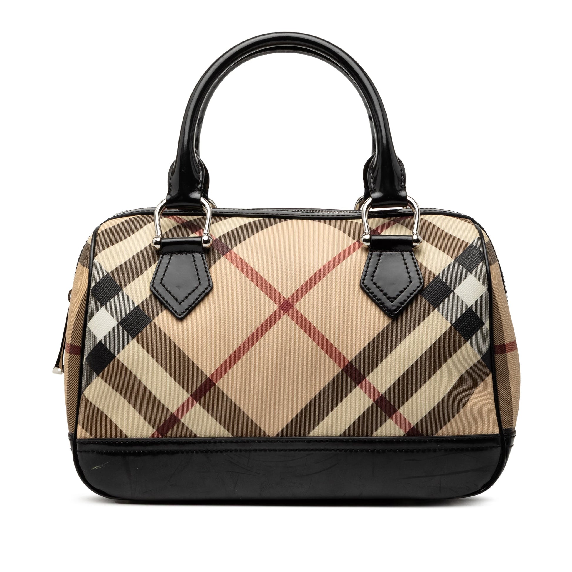 Burberry Supernova Check Coated Canvas Boston Bag