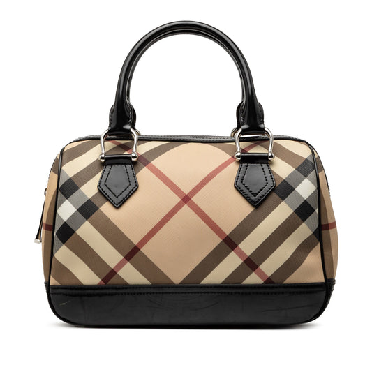 Burberry Supernova Check Coated Canvas Boston Bag