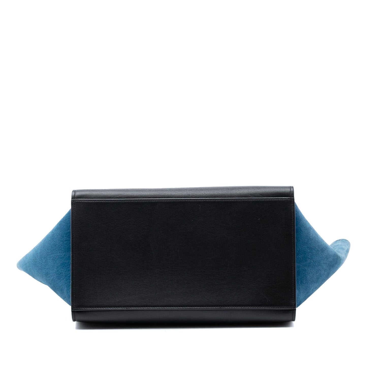 Medium Tricolor Calfskin and Nubuck Trapeze Satchel