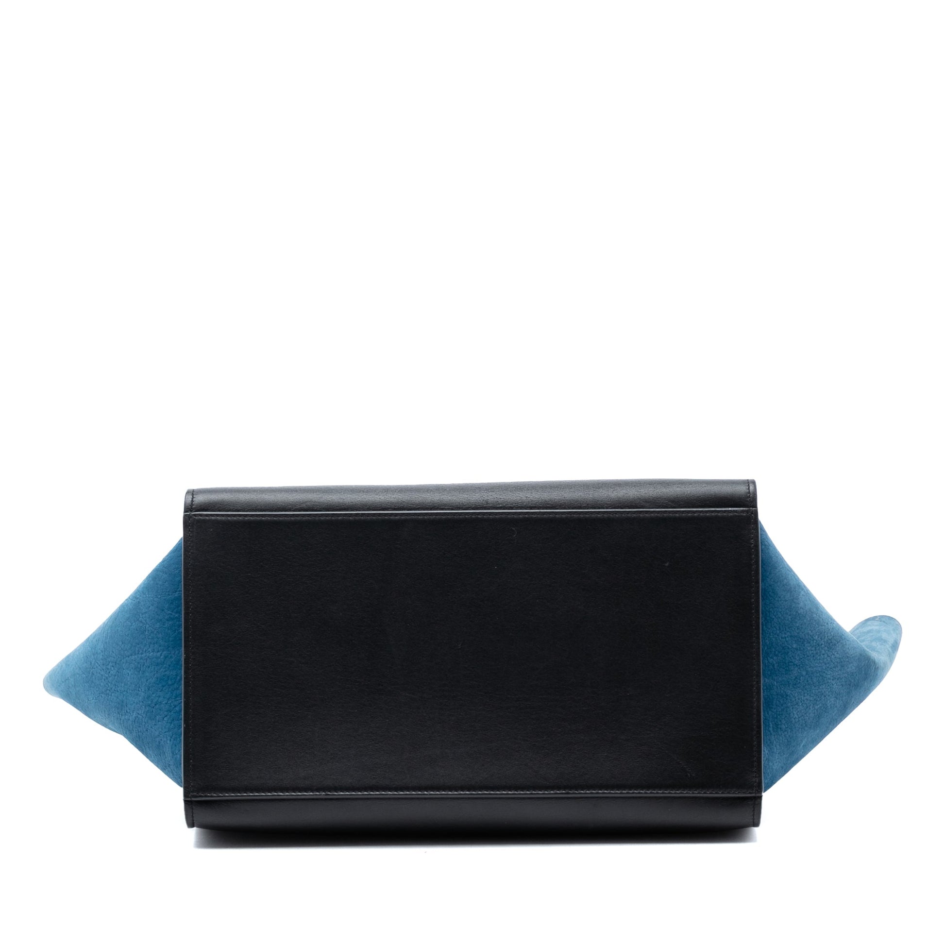 Medium Tricolor Calfskin and Nubuck Trapeze Satchel