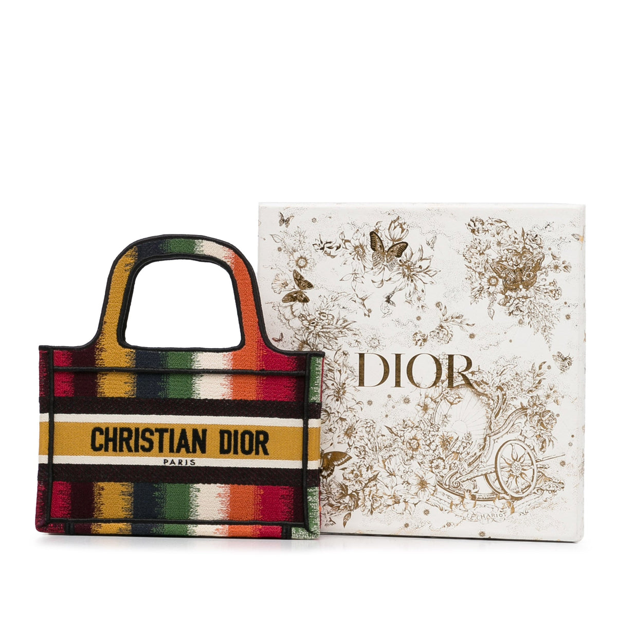 Dior Mini D Stripes Book Tote — Yellow