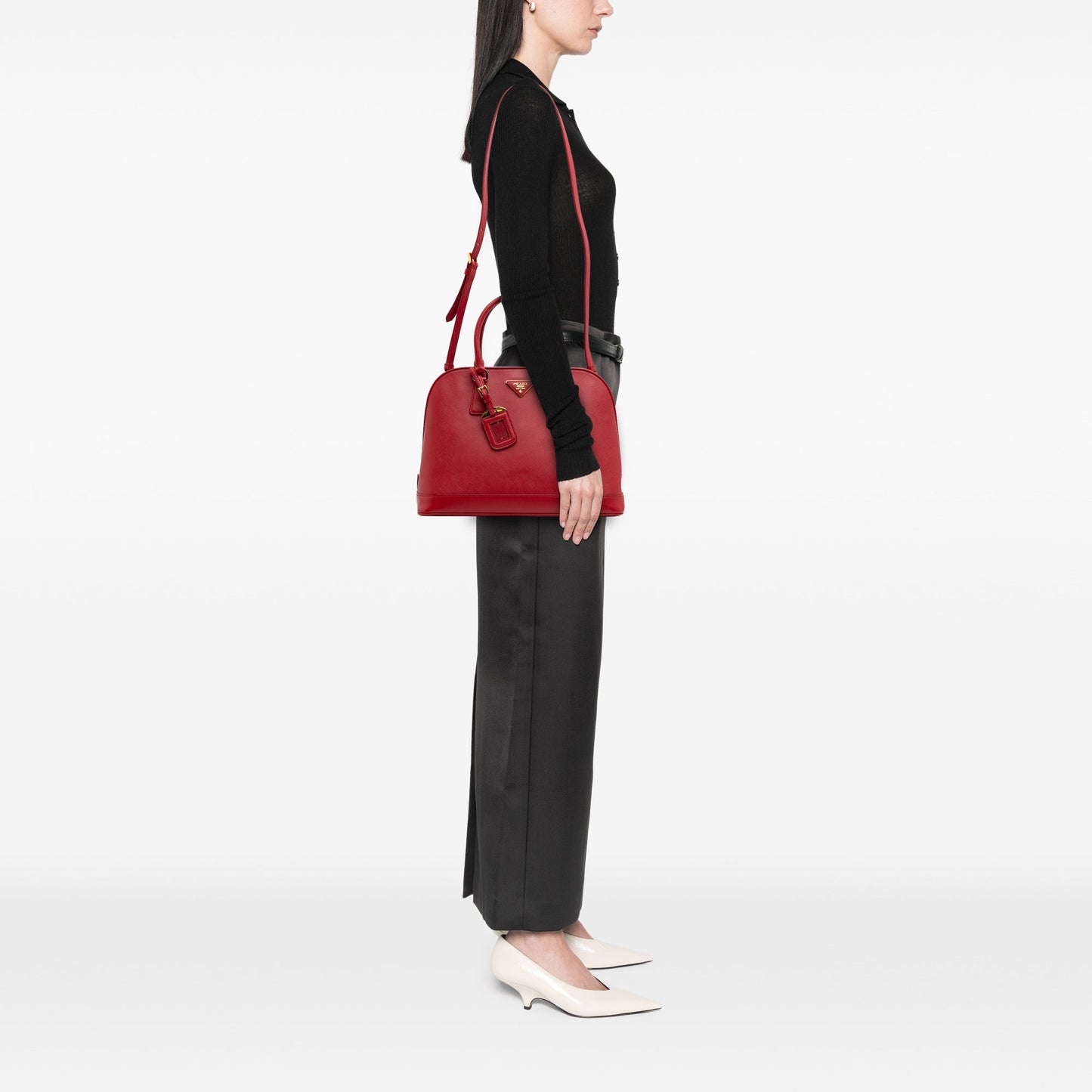 Prada Medium Saffiano Lux Open Promenade Satchel
