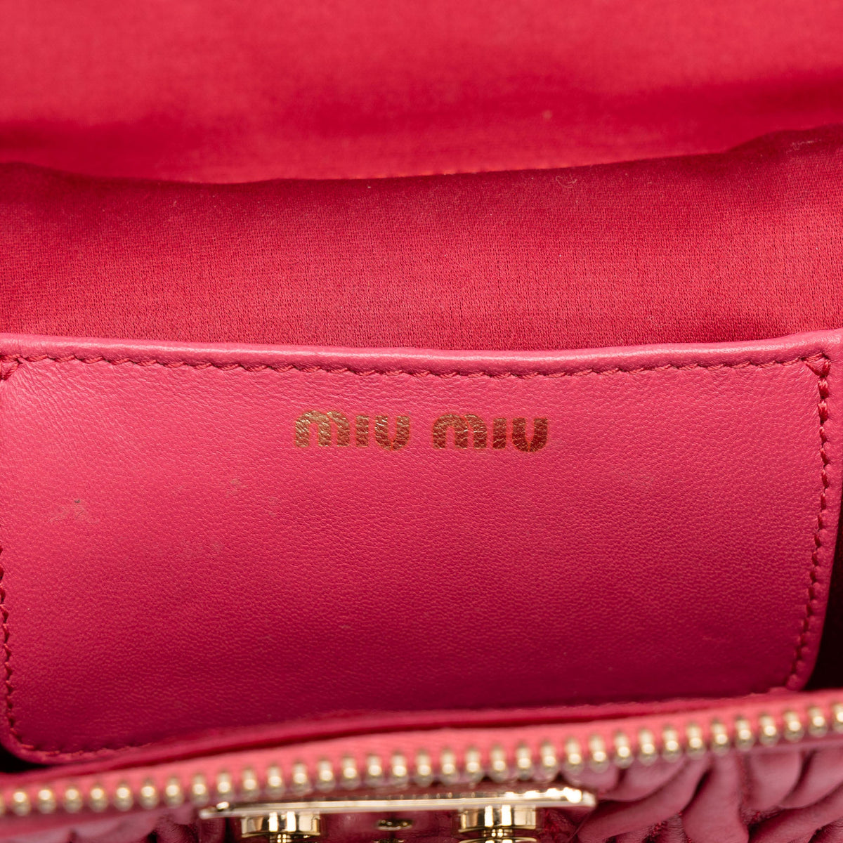 Miu Miu Matelasse Nappa Top Handle Vanity Case — Pink