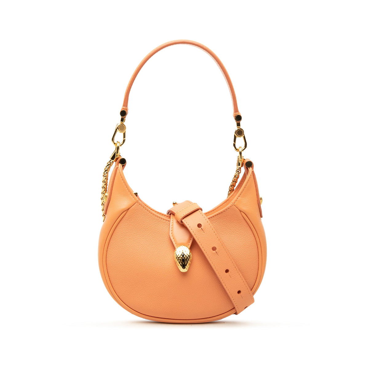Bvlgari Small Leather Serpenti Ellipse Satchel — Orange