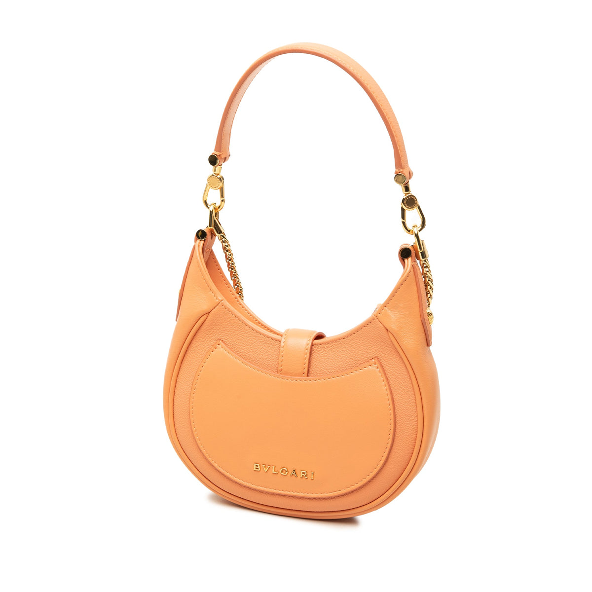 Bvlgari Small Leather Serpenti Ellipse Satchel — Orange
