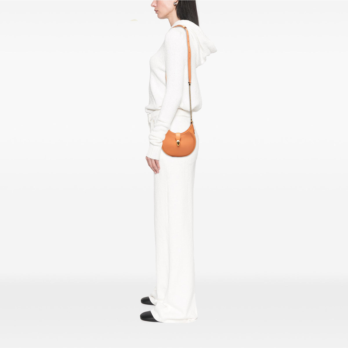 Bvlgari Small Leather Serpenti Ellipse Satchel — Orange