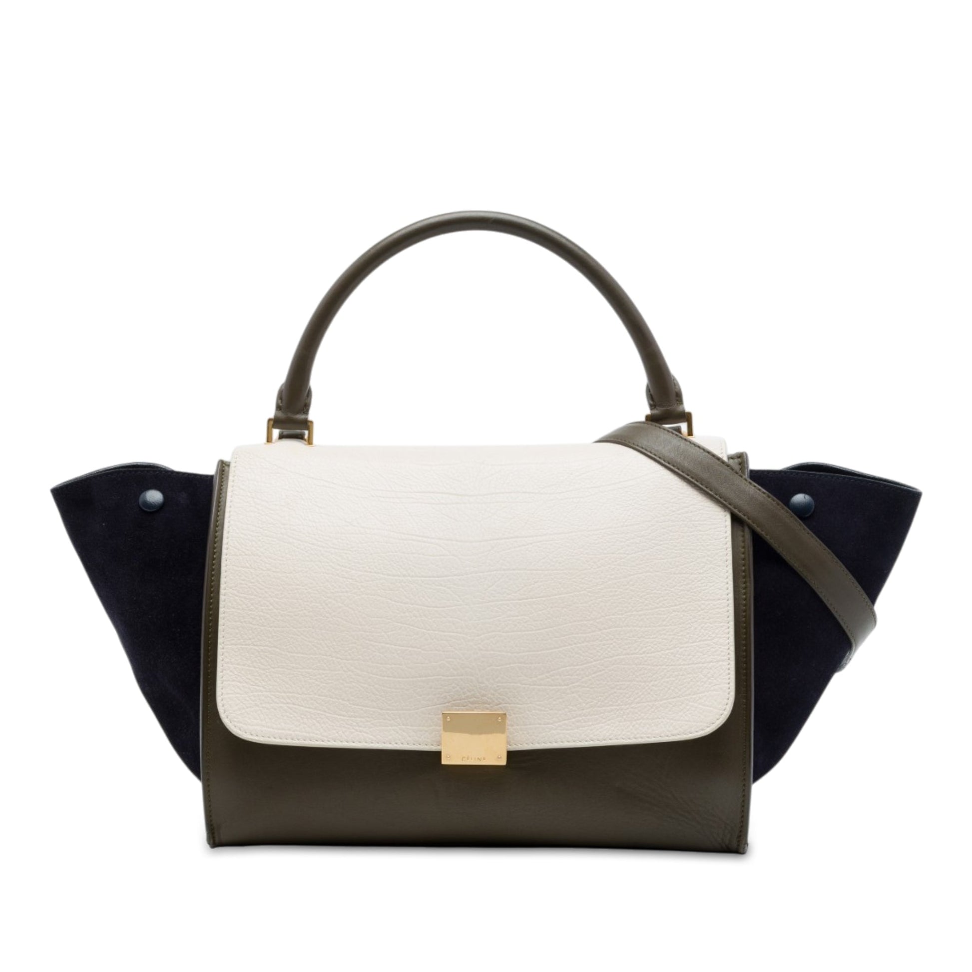 Celine Medium Tricolor Leather Trapeze Satchel