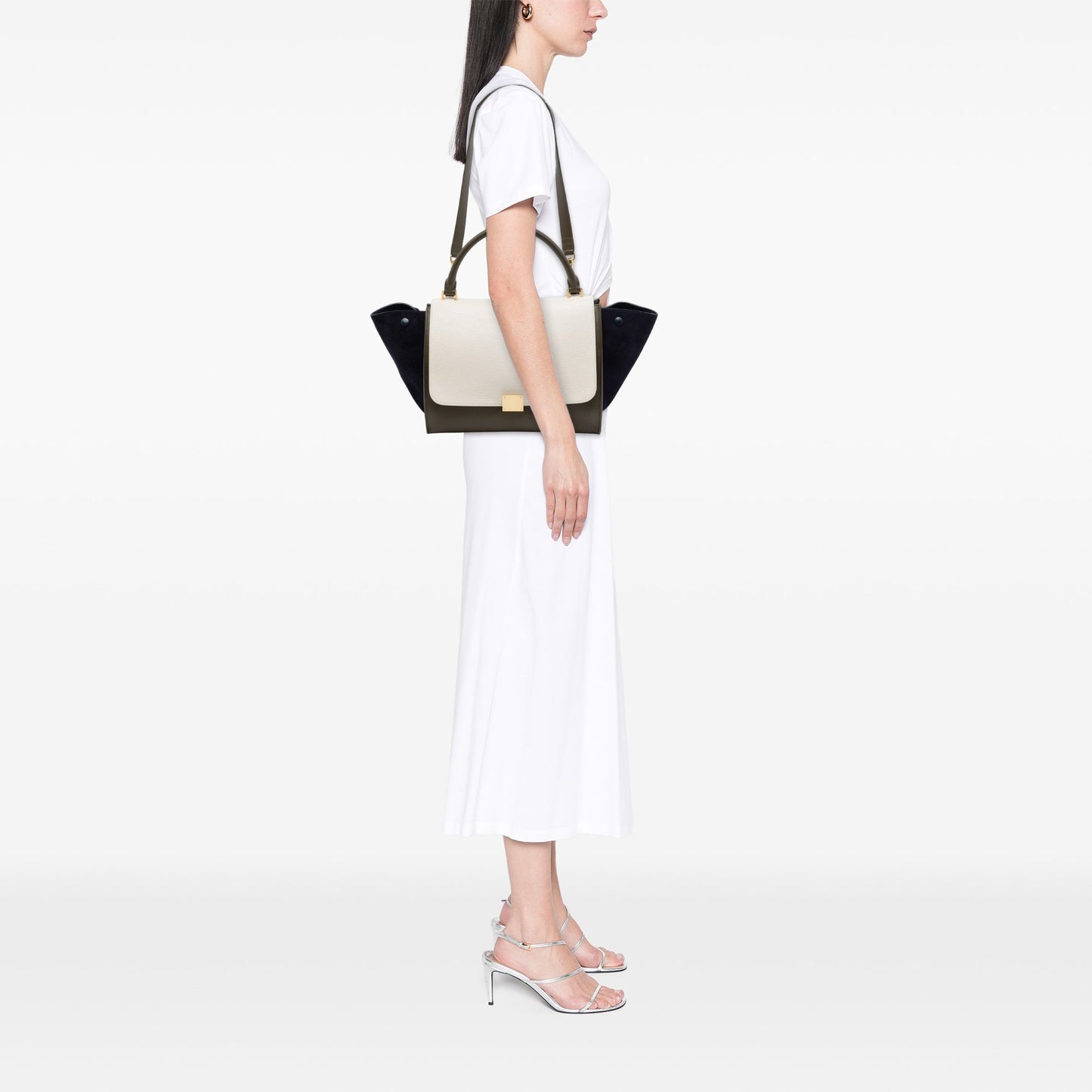 Celine Medium Tricolor Leather Trapeze Satchel