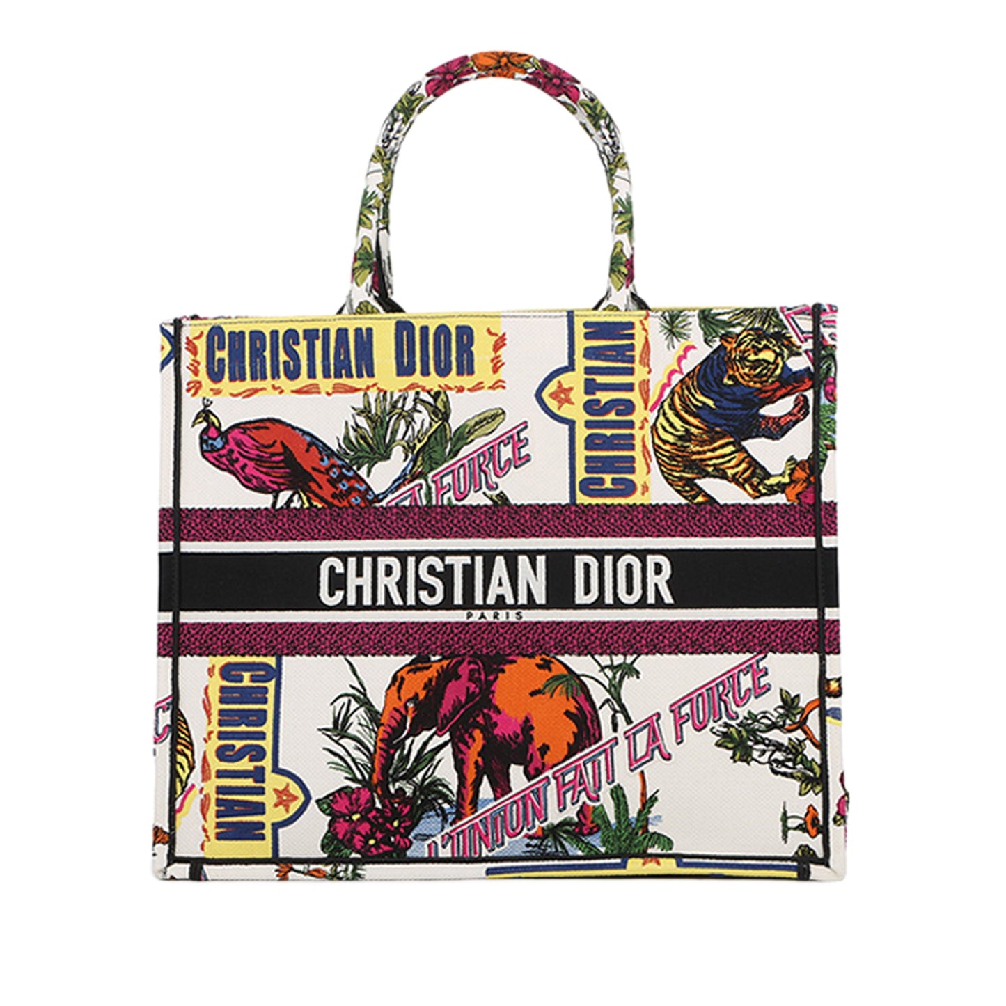 Dior Large Embroidered Canvas Indian Animals Book Tote