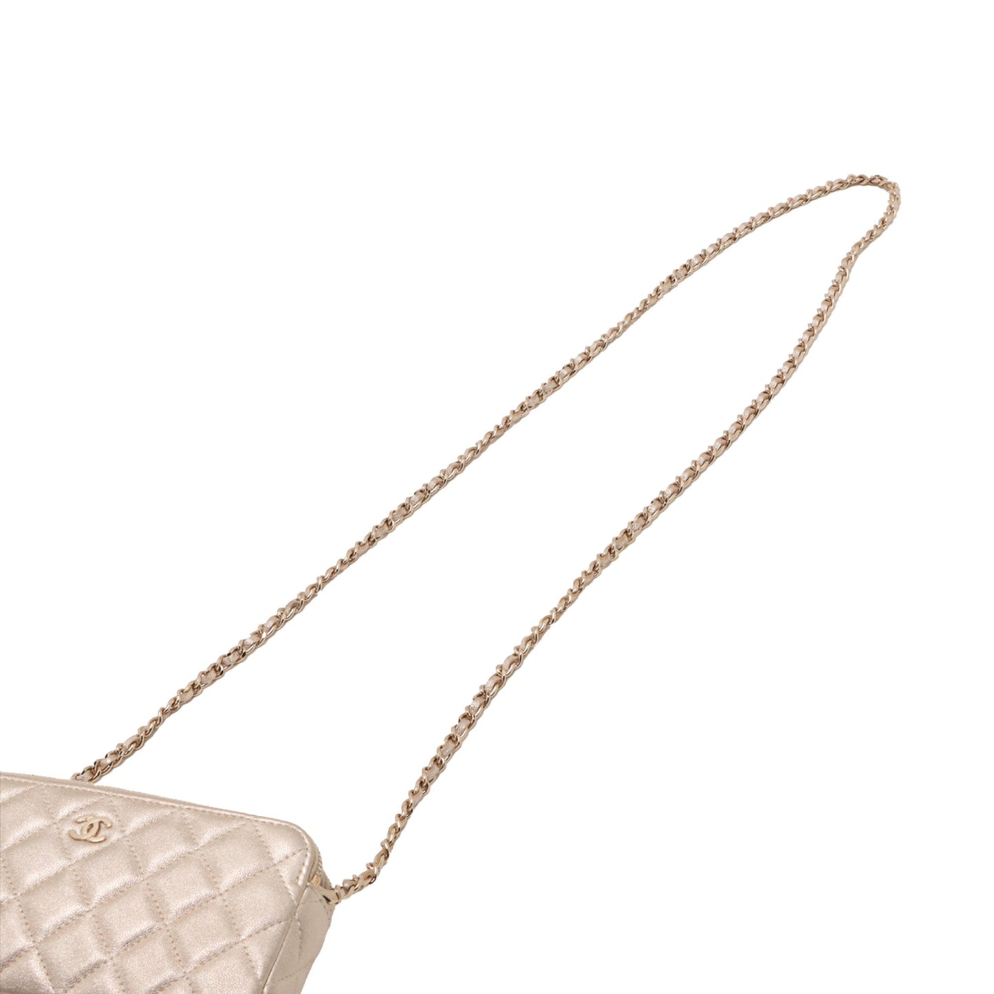 Chanel CC Quilted Metallic Lambskin Wallet on Chain