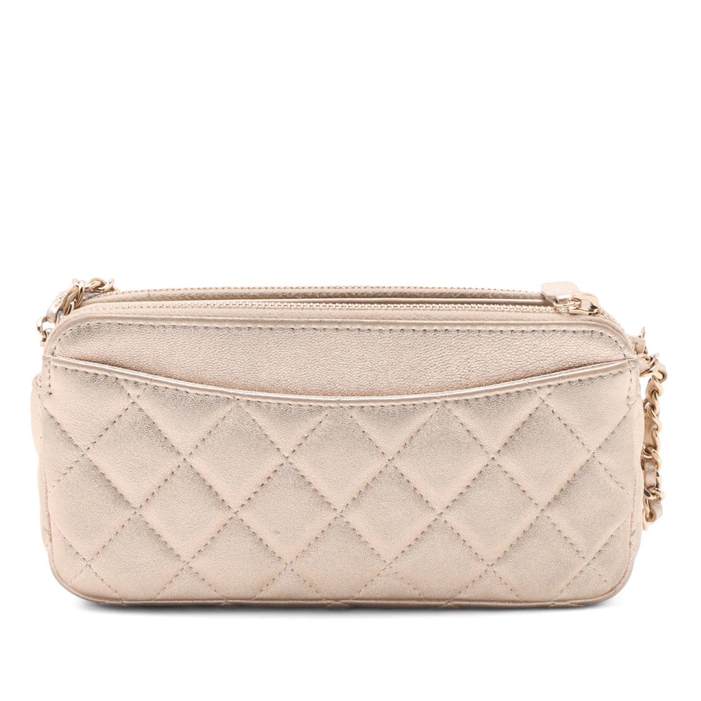 Chanel CC Quilted Metallic Lambskin Wallet on Chain