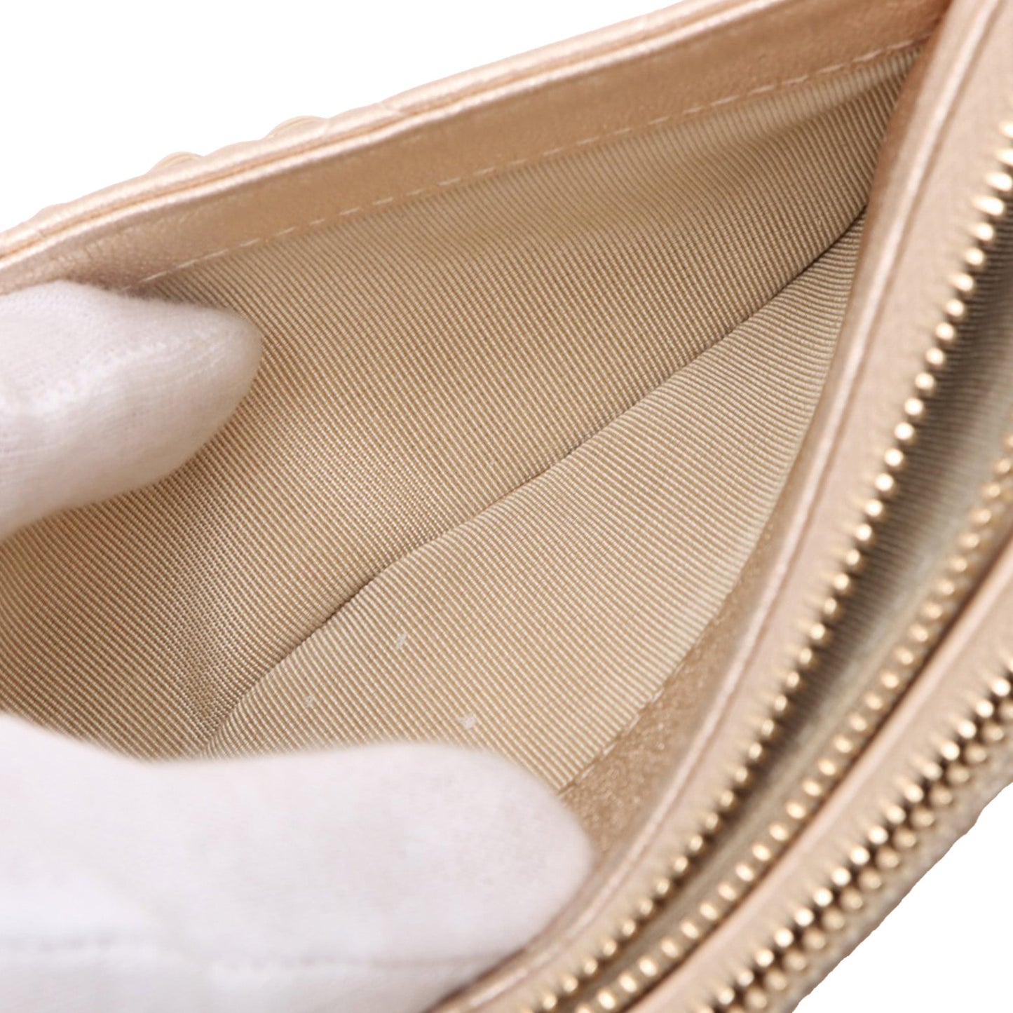 Chanel CC Quilted Metallic Lambskin Wallet on Chain