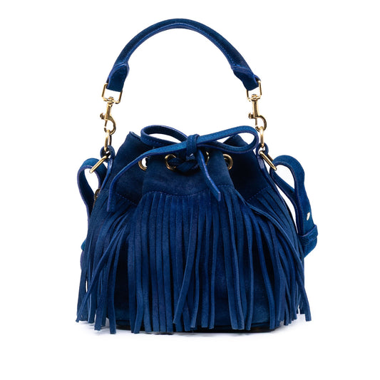 Saint Laurent Small Suede Emmanuelle Fringe Bucket Bag